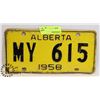 Image 1 : 1958 ALBERTA LICENSE PLATE