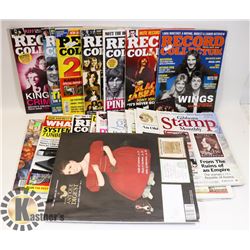 BOX OF MUSIC AND ANTIQUING MAGAZINES-COLLECTIBLES