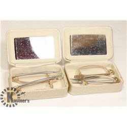 TWO PAIRS OF FOLDING READING GLASSES WITH CASE