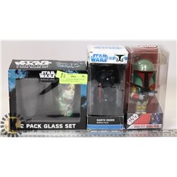 TWO STAR WARS BOBBLE HEADS + STAR WARS ROGUE ONE D