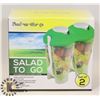 Image 1 : NEW 2 PACK SALAD TO GO TRAVEL SALAD CONTAINERS