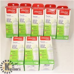8 X BABY BOTTLES PLAYTEX NURSERY WITH DROP