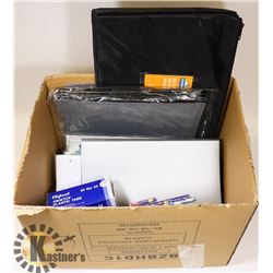 BOX OF PENCILS, BINDERS AND MORE