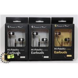BUNDLE OF THREE EARBUD HEADPHONES 3.5MM JACK