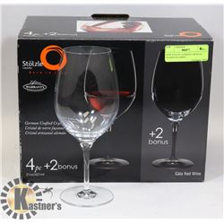 NEW STOLZE GERMAN CRYSTAL GLASS 6 GLASSES