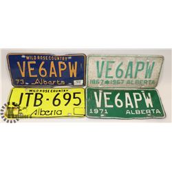 VINTAGE 4 ALBERTA LICENSE PLATES
