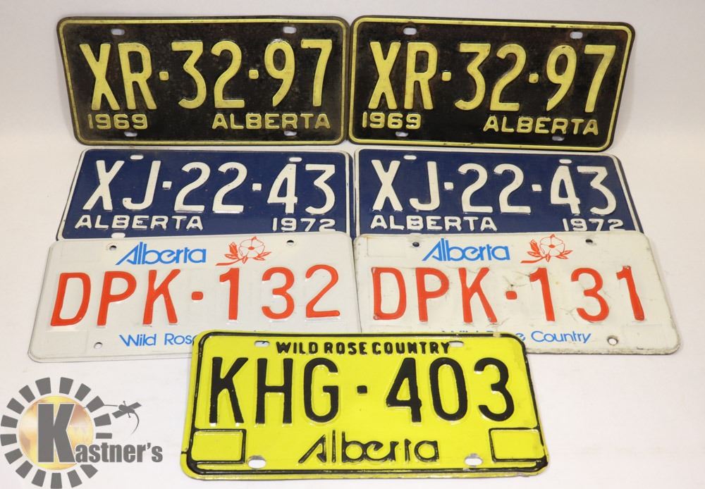 BOX OF VINTAGE ALBERTA LICENSE PLATES