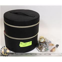 DUAL BLACK TRAVEL CASE WITH ESTATE JEWELRY