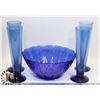 Image 1 : BOX OF BLUE COBALT GLASS 4 TALL BLUE COBALT