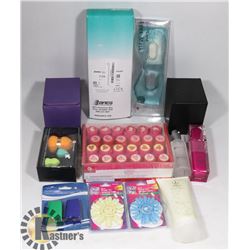 FLAT OF ASSORTED BEAUTY SUPPLIES