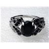 Image 1 : SILVER TONE INTRICATELY CARVED BLACK ZIRCON RING
