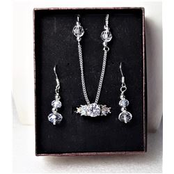 SUITE OF SILVER TONE AND CLEAR CZ SILVER TONE CH