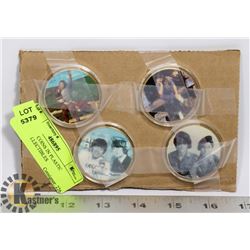 4 BEATLES COINS IN PLASTIC CASES-COLLECTIBLES