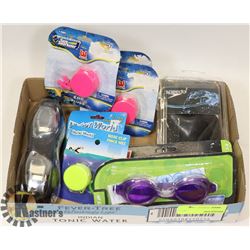 FLAT OF SWIMMING SUPPLIES