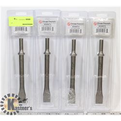 LOT OF 4 CHICAGO PNEUMATIC AIR CHISEL BITS