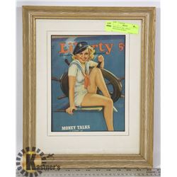WW2 PIN UP GIRL LIBERTY MAGAZINE FRAMED