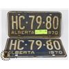 Image 1 : PAIR OF 1970 ALBERTA LICENSE PLATES