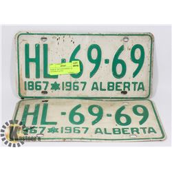 PAIR OF 1967 CENTENNIAL ALBERTA LICENSE PLATES