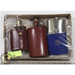 LIQUOR FLASKS- VINTAGE MILITARY- LOT OF 4