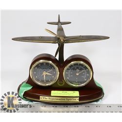 SUPER MARINE SPITFIRE DESK CLOCK & THERMOMETER