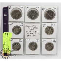 CANADIAN SILVER DOLLARS & HALF DOLLARS (8)-