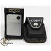Image 1 : ZIPPO BRUSHED CHROME LIGHTER WITH LEATHER ZIPPO