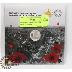 2017 RCM $3 FINE SILVER COIN- BATTLE OF VIMY