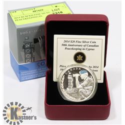2014 RCM $20 FINE SILVER COIN- PEACEKEEPING IN