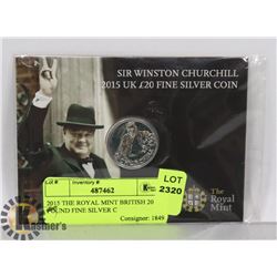 2015 THE ROYAL MINT BRITISH 20 POUND FINE SILVER C