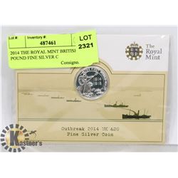 2014 THE ROYAL MINT BRITISH 20 POUND FINE SILVER C