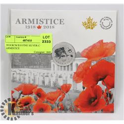 2018 RCM $10 FINE SILVER COIN- ARMISTICE