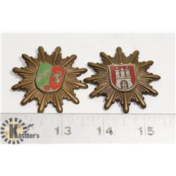 PAIR OF VINTAGE GERMAN POLICE HAT BADGES