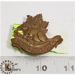 WW2 BRITISH AMERICAN BEAVER CAP BADGE