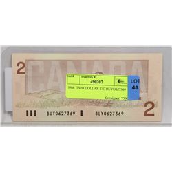 1986 TWO DOLLAR T/C BUYO627369