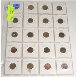 U.S SHEET OF PENNIES(20)