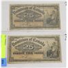 Image 1 : LOT OF 2-1900 SHINPLASTER 25 CENT NOTES