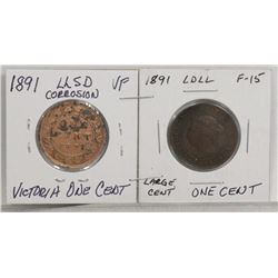 1891 LARGE LEAVES / SMALL DATE & 1891 LDLL CENTS