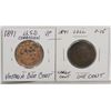 Image 1 : 1891 LARGE LEAVES / SMALL DATE & 1891 LDLL CENTS