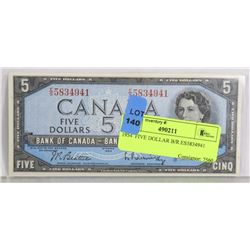 1954  FIVE DOLLAR B/R ES5834941 CUNC FROM ESTATE
