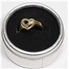 Image 1 : HEART SHAPED GOLD RING WITH DIAMOND CHIPS SIZE 7.5
