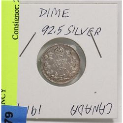 CANADIAN DIME - 1919-COINS & CURRENCY