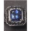 Image 1 : 50) 10K WHITE GOLD TANZANITE RING, SIZE 6.5