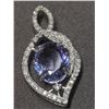 Image 1 : 59) 14K WHITE GOLD TANZANITE & DIAMOND PENDANT
