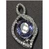 Image 2 : 59) 14K WHITE GOLD TANZANITE & DIAMOND PENDANT