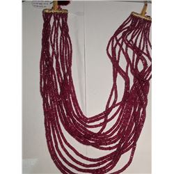 4) 14 STRAND NATURAL RUBY NECKLACE OF GRADUATED