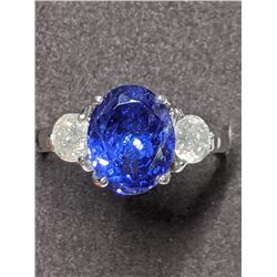 26) 10K WHITE GOLD TANZANITE & DIAMOND RING
