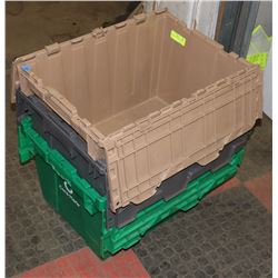 SET OF THREE LOCKING STORAGE BINS