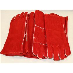 BOX WITH 5 PAIRS OF RED WELDING GLOVES