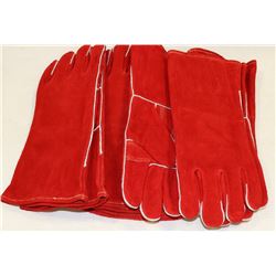 BOX WITH 5 PAIRS OF RED WELDING GLOVES