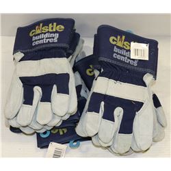 BOX WITH 7 PAIRS OF CASTLE LEATHER WORK GLOVES